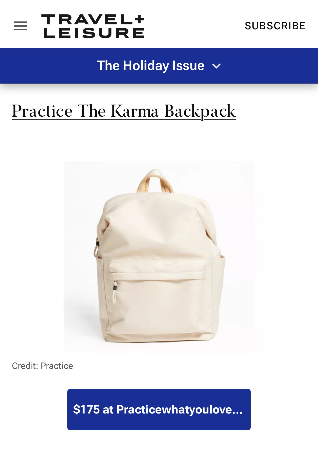 A minimalist beige backpack with a front pocket and top handle.